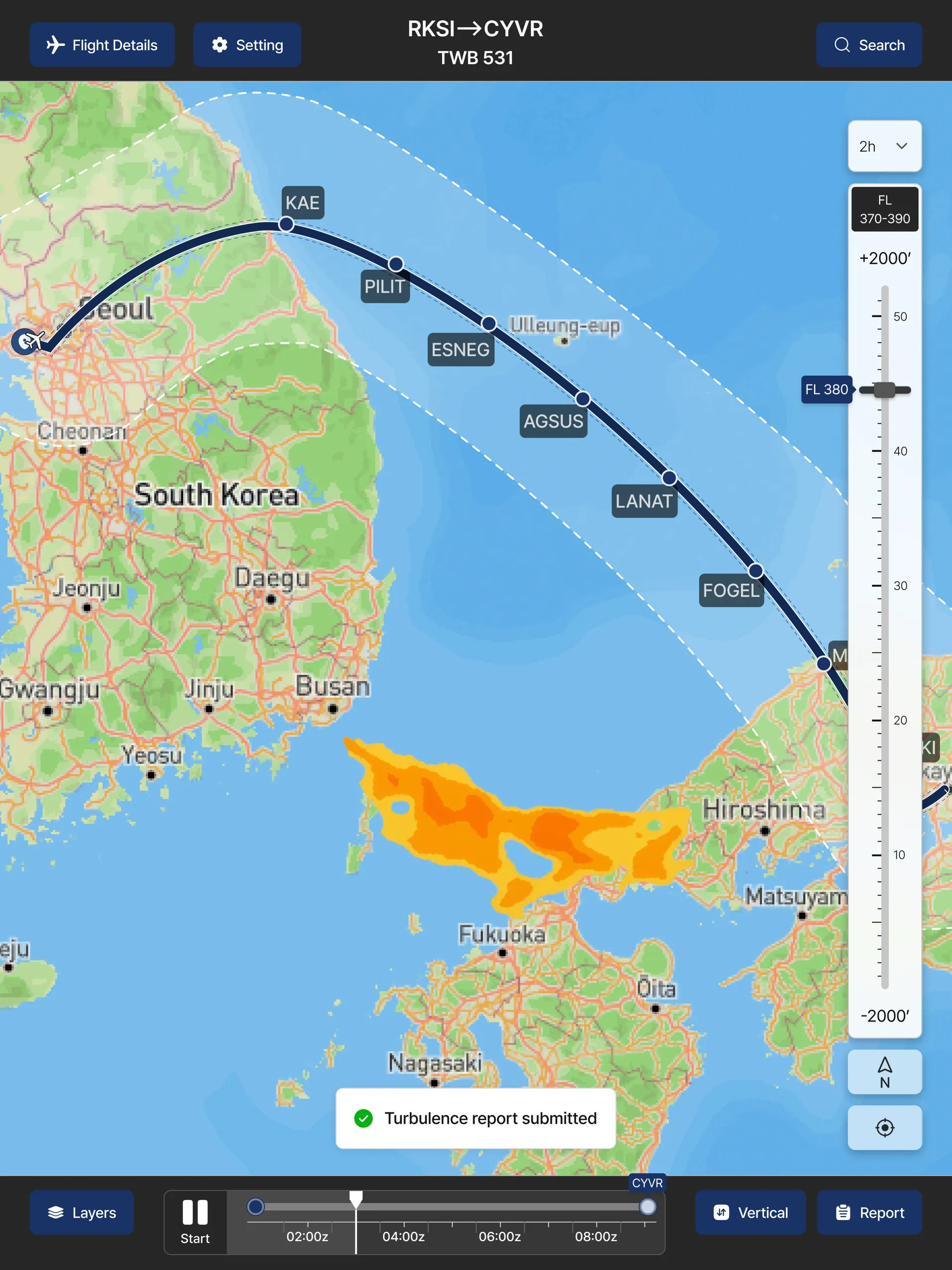 NOVA AIR 모바일 앱 비행 지도 화면